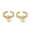 Brass Micro Pave Clear Cubic Zirconia Cuff Rings RJEW-P018-10G-2