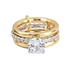 Brass Micro Pave Cubic Zirconia Plain Band Finger Rings for Women RJEW-P160-01C-G01-4
