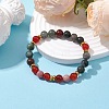 8.5mm Round Natural Rhodonite & Carnelian & African Bloodstone & Brass Beaded Stretch Bracelets for Women BJEW-JB10717-2