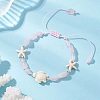Natural Rose Quartz & Synthetic Synthetic Turquoise Beads Braided Bead Bracelets BJEW-JB13275-02-1