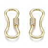 Brass Micro Pave Clear Cubic Zirconia Screw Carabiner Lock Charms ZIRC-T013-02G-NF-1
