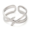 Non-Tarnish 304 Stainless Steel Hollow Open Cuff Ring for Women RJEW-I098-18P-2