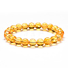 Natural Citrine Round Beaded Stretch Bracelets PW-WG43935-01-1