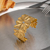 304 Stainless Steel Vintage Flower Wide Open Cuff Bangles for Women DF2042-4