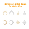 SUPERFINDINGS 32Pcs 8 Styles Brass Connector Charms KK-FH0005-77-3