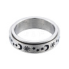 Non-Tarnish Sun Moon Star 201 Stainless Steel Rotating Finger Ring RJEW-N043-05-2