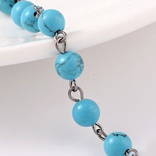 Handmade Synthetic Turquoise Beads Chains for Necklaces Bracelets Making AJEW-JB00156-06