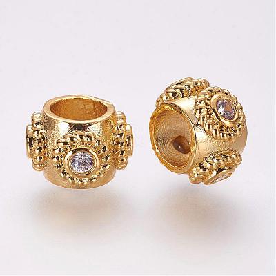 Brass Micro Pave Cubic Zirconia European Beads ZIRC-F054-32G-1