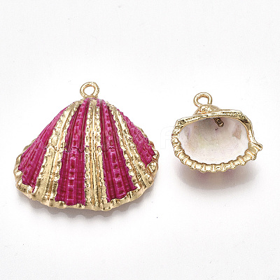 Spray Paint & Electroplate Sea Shell Pendants X-SSHEL-S262-09-1