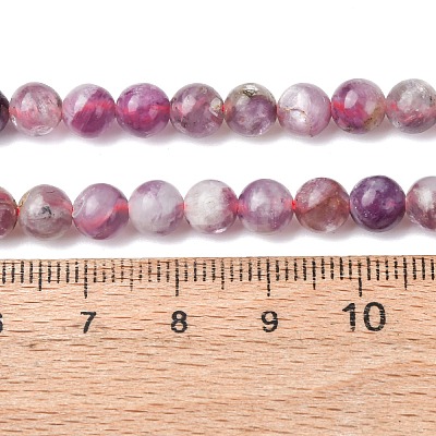 Natural Lepidolite/Purple Mica Stone Beads Strands X-G-B133-A01-6MM-1