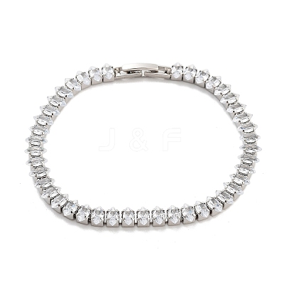 Brass Pave Clear Cubic Zirconia Horse Eye Link Bracelets BJEW-YWC0002-03B-P-1