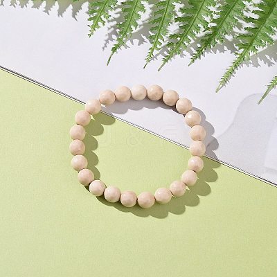 Natural Fossil Bead Stretch Bracelets BJEW-K212-B-015-1