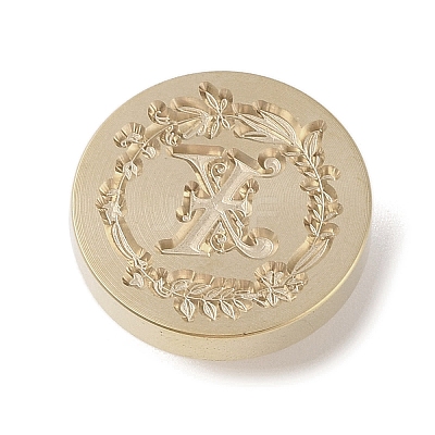Golden Tone Wax Seal Brass Stamp Head DIY-B079-01G-X-1