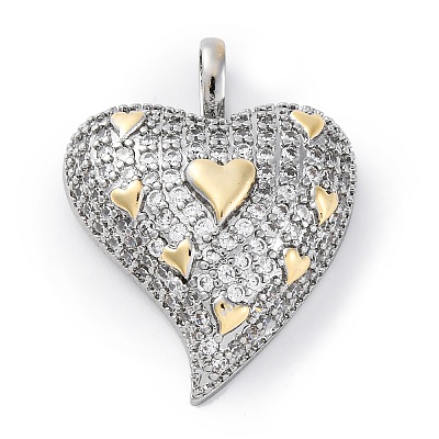 Brass Micro Pave Cubic Zirconia Pendants KK-S510-32GP-04-1