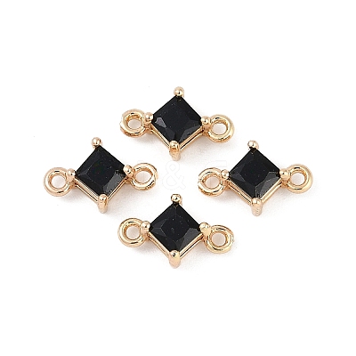 Brass Pave Glass Rhombus Links Connector Charms GLAA-Q088-001H-1