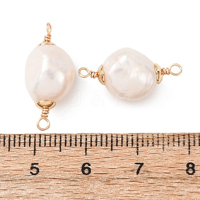 Natural Pearl Rice Connector Charms KK-Z152-01G-03-1