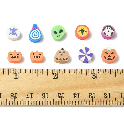 198Pcs 9 Styles Halloween Theme Handmade Polymer Clay Beads CLAY-FS0001-44-1