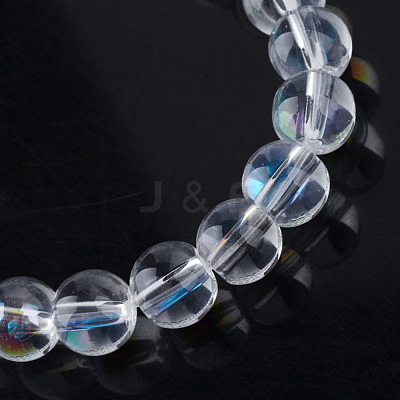 Electroplate Glass Beads Strands X-EGLA-Q062-8mm-A08-1