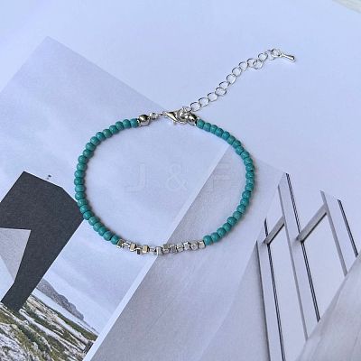 Synthetic Turquoise & Non-Magnetic Synthetic Hematite Beads Bracelets for Women QK0251-2-1