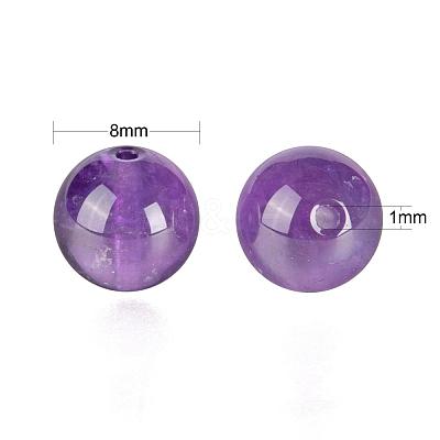 100Pcs 8mm Natural Amethyst Round Beads DIY-LS0002-40-1