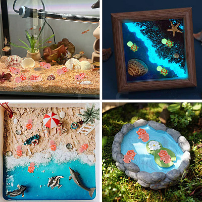12Pcs Luminous Translucent Resin Sea Animal Cabochons RESI-TA0004-56C-1