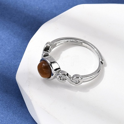 Natural Tiger Eye Finger Rings RJEW-A084-04P-06-1