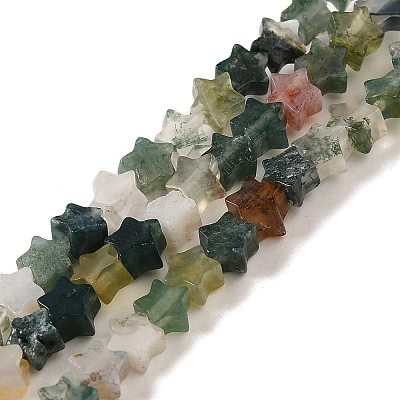 Natural Moss Agate Beads Strands G-G085-B17-01-1