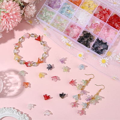 150Pcs 15 Colors Handmade Lampwork Bead Caps LAMP-PA0001-22-1