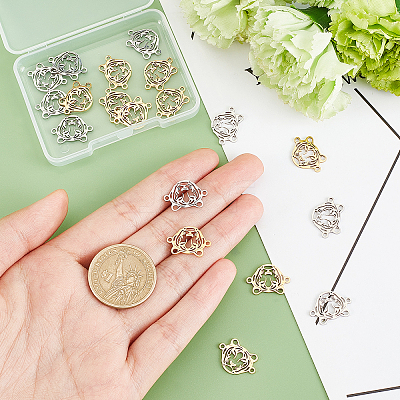 20Pcs 2 Colors 201 Stainless Steel Connector Charms STAS-DC0009-24-1