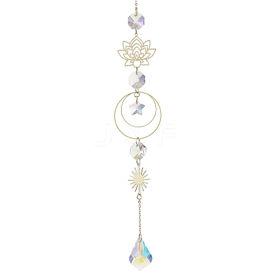 Glass Teardrop Hanging Suncatchers HJEW-JM04250-1