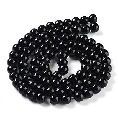 Black Glass Pearl Round Loose Beads For Jewelry Necklace Craft Making X-HY-10D-B20-1