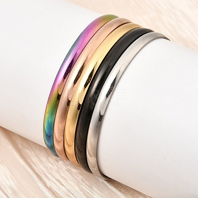 304 Stainless Steel Plain Bangles for Women Men BJEW-Z167-01M-04-1