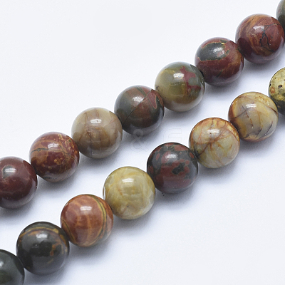 Natural Polychrome Jasper/Picasso Stone/Picasso Jasper Beads Strands G-E444-43-8mm-1