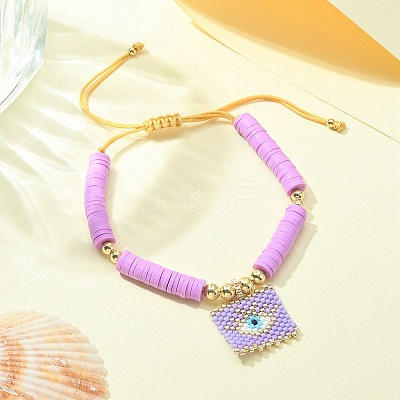 MIYUKI Glass Seed Rectangle Charm Bracelet BJEW-MZ00037-04-1