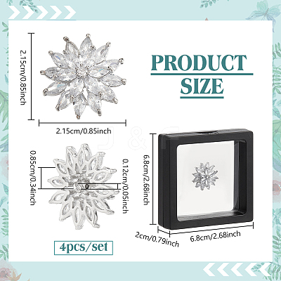 1-Hole Brass Micro Pave Clear Cubic Zirconia Shank Buttons BUTT-WH0020-57-1