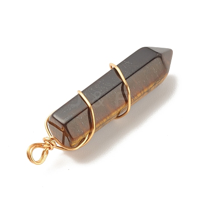 Natural Mixed Gemstone Pointed Pendants PALLOY-JF01502-1