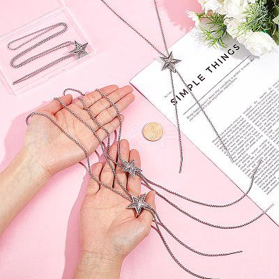 4Pcs Alloy Star Boho Tie Lariat Necklaces for Women NJEW-ME0001-21-1