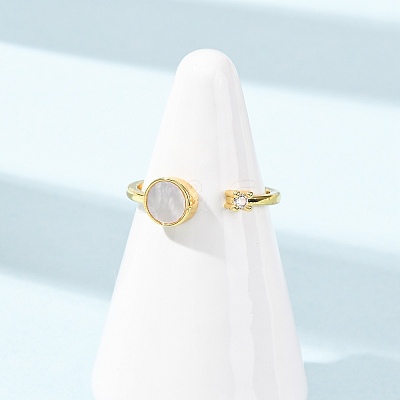 Brass Micro Pave Cubic Zirconia Cuff Rings for Women RJEW-K309-39E-G-1