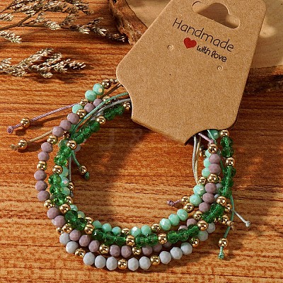 Handmade Summer Vacation Style Synthetic Quartz Braided Beaded Bracelet Sets for Women Girl LE3728-8-1