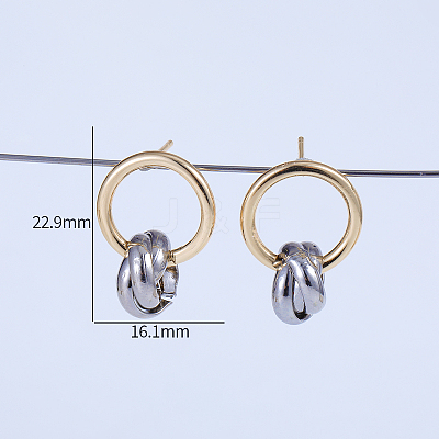 Two Tone Brass Twisted Hoop Earrings CZ4094-1