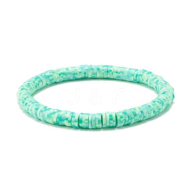 Natural Lava Rock & Handmade Polymer Clay Heishi Stretch Bracelets Set BJEW-JB07512-1