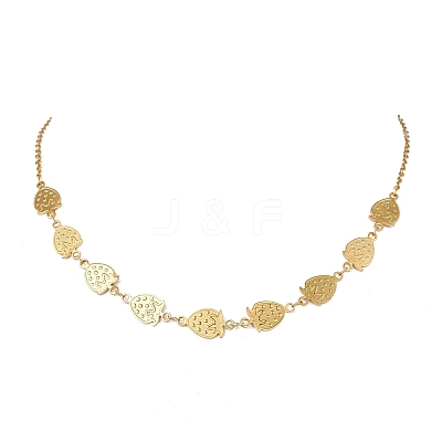 304 Stainless Steel Strawberry Link Chain Necklaces for Women NJEW-JN05804-01-1