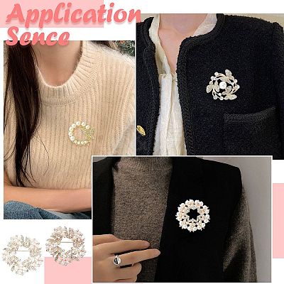 4Pcs 4 Styles Flower & Butterfly Plastic Imitation Pearl Beads Brooch JEWB-CJ0001-29-1
