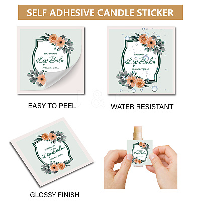 80Pcs 8 styles Paper Lip Balm Adhesive Label Stickers STIC-WH0026-016-1