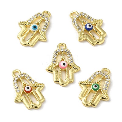 Rack Plating Brass Micro Pave Cubic Zirconia Pendants KK-F854-12G-1