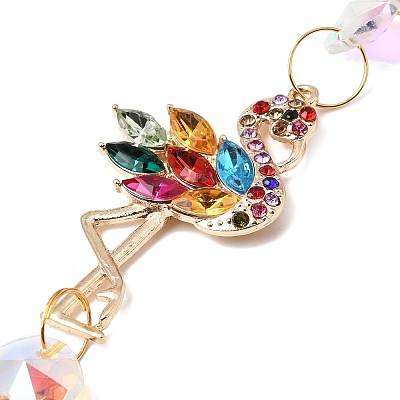 Alloy Rhinestones & Glass Charm Suncatchers HJEW-E013-01G-C-1