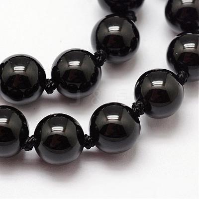 Natural Dyed & Heated Black Onyx Beads Strands G-O153-01-8mm-1