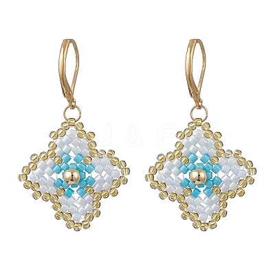 Handmade Glass Seed Beads Flower Leverback Earrings EJEW-MZ00578-01-1
