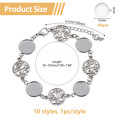 10Pcs Flower 304 Stainless Steel Cabochon Setting Bracelets BJEW-DC00016-1