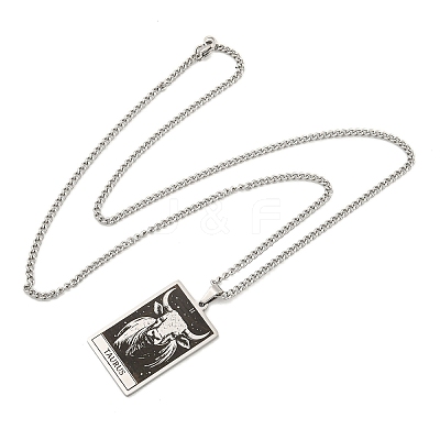 Non-Tarnish 304 Stainless Steel Tarot Pendant Necklaces NJEW-A026-01P-02-1